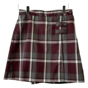 Plaid Mini Wrap Skirt Skort Uniform Girls 12 Grunge Steampunk Preppy Dennis‎ Red
